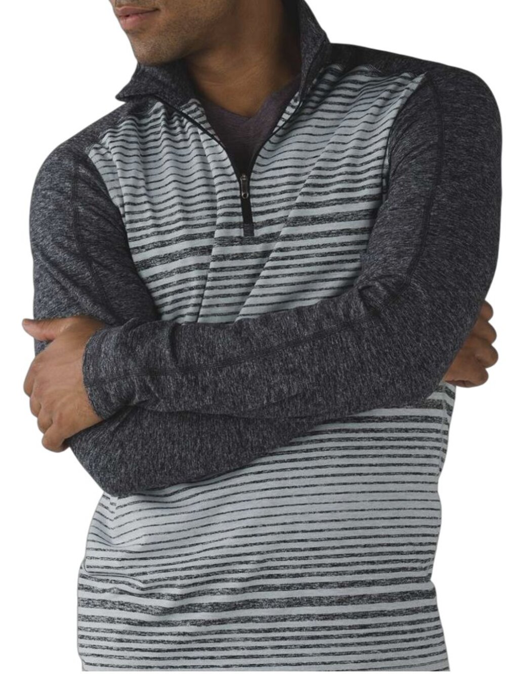 LULULEMON Grey Black Surge Warm Rulu 1/2 Zip Running Top approx M/L